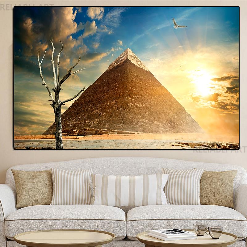 Ancient Civilization Egyptian Pyramids Canvas Painting Wall Art Landscape Posters and Prints for Living Room Home Decoration