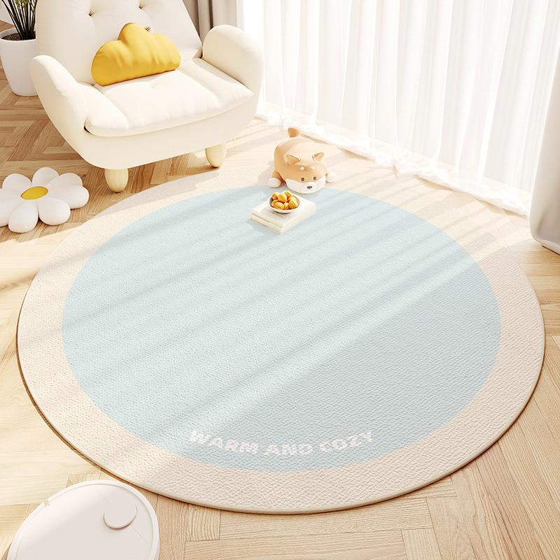 Summer Carpet Round Cartoon Living Room Floor Mat Children's Room Cream Style Dopamine Simple Mat Home Decoration