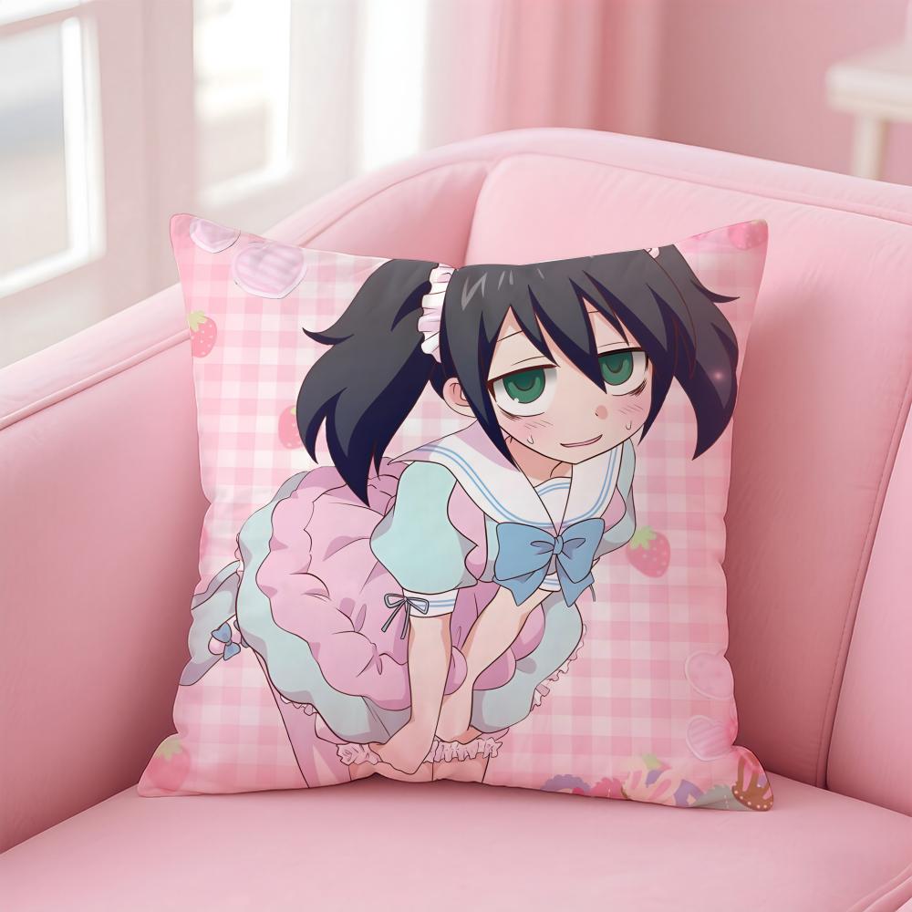Watamote K-Kuroki T-Tomoko Cushion Cover Linen Pillowcase Cover Soft Decor For Sofa Home Room