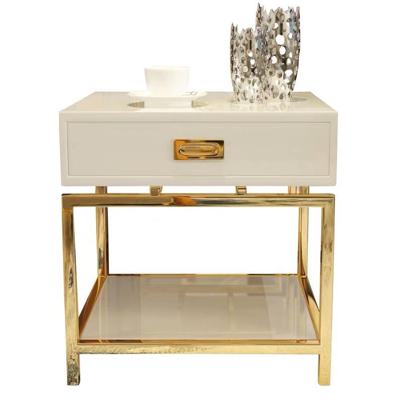 White Black Modern Iron Golden Nightstand Coffee Sofa End Bedside Table Home Furniture Bedstand Cabinet Cupboard Bedroom