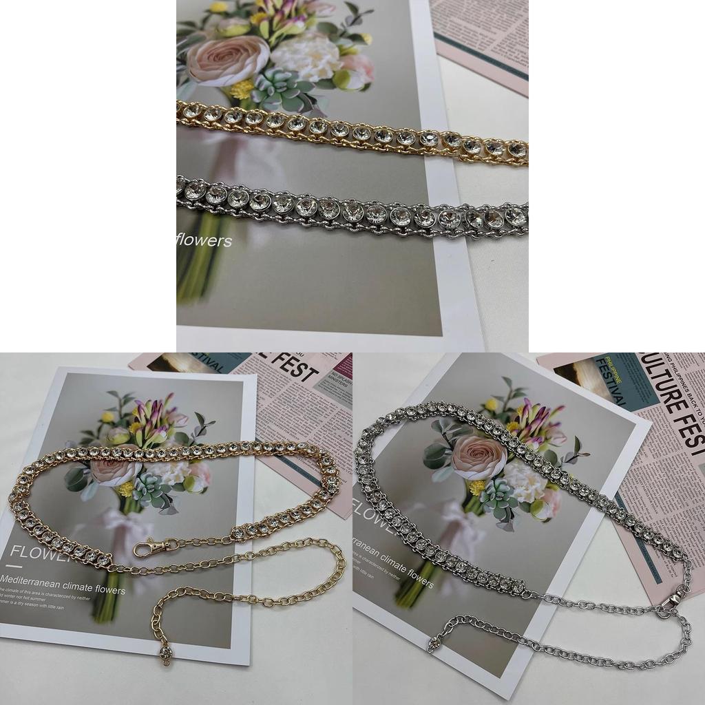 Metal Chain Waist Belt With Water Embellishment For Women And Summer Fashion