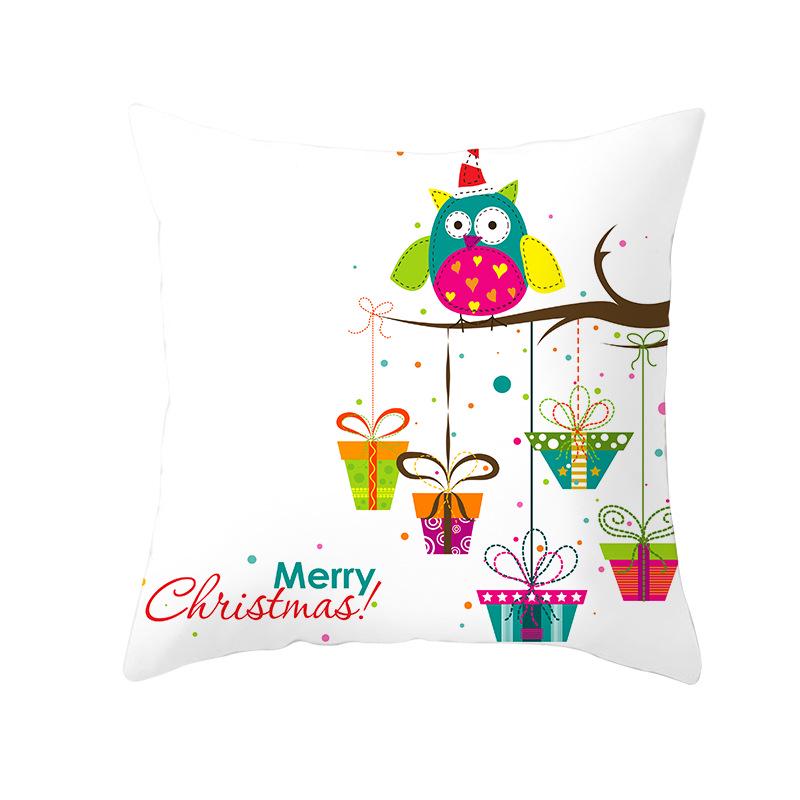 Peach Skin Christmas Print Pillow Case Cartoon Animal Home Sofa Cushion Cover Bedside Bedroom Pillow