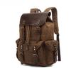 Men's and Women's Backpacks Retro Shoulder Travel Bag Computer Travel Bag Waxed Canvas with Crazy Horse Bag