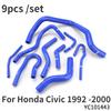9pcs Auto Silicone Radiator Hose Kit For Honda Civic EG D15 D16 SOHC EK 1992 1993 1994 1995-2000 Heater Hose Car Accessories