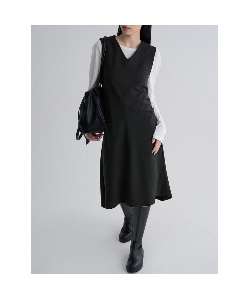 8SECONDS V-Neck Long Dress Ash