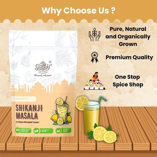 Saatyaki Naturals Shikanji Masala -250gm | Pure and Natural Ingredients| Tangy & Refreshing Summer Drink | Nimbu Pani Powder (50gm*5 Packs)