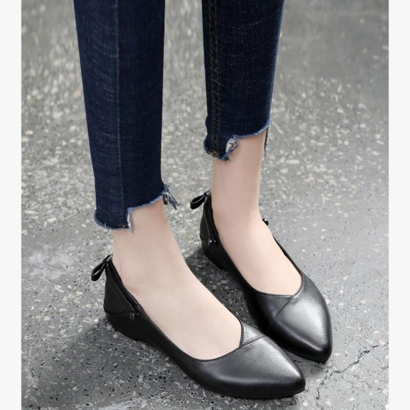 Leather soft sole spring and summer single shoes women's flat shoes new summer women's shoes versatile shallow mouth pointed small leather shoes
