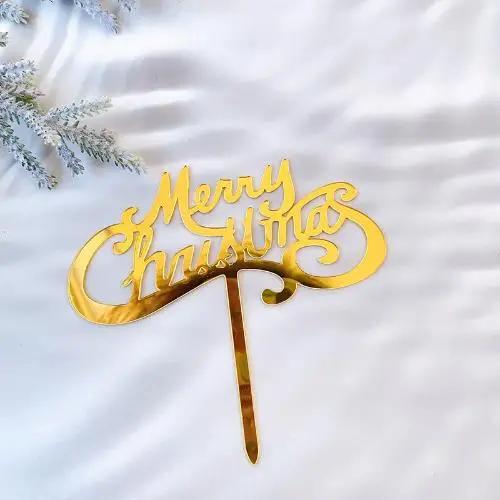 New Merry Christmas Cake Topper Baking Dessert Cake Insert Decor Cupcake Santa Claus Elk Snowman Party Decorations Cake Top