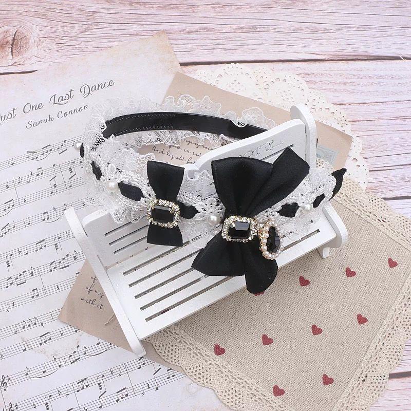 Hair band y2k Accessories Lolita Hair clips for hair girls headbands hair hoops subculture hairband lace pearl bow new in