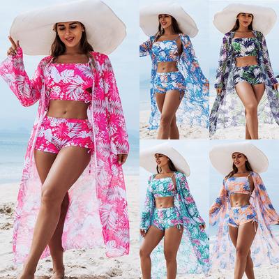 2026 New Fashionable High-end Sexy Multi-color Printed Three-piece Bikini Women's Swimsuit