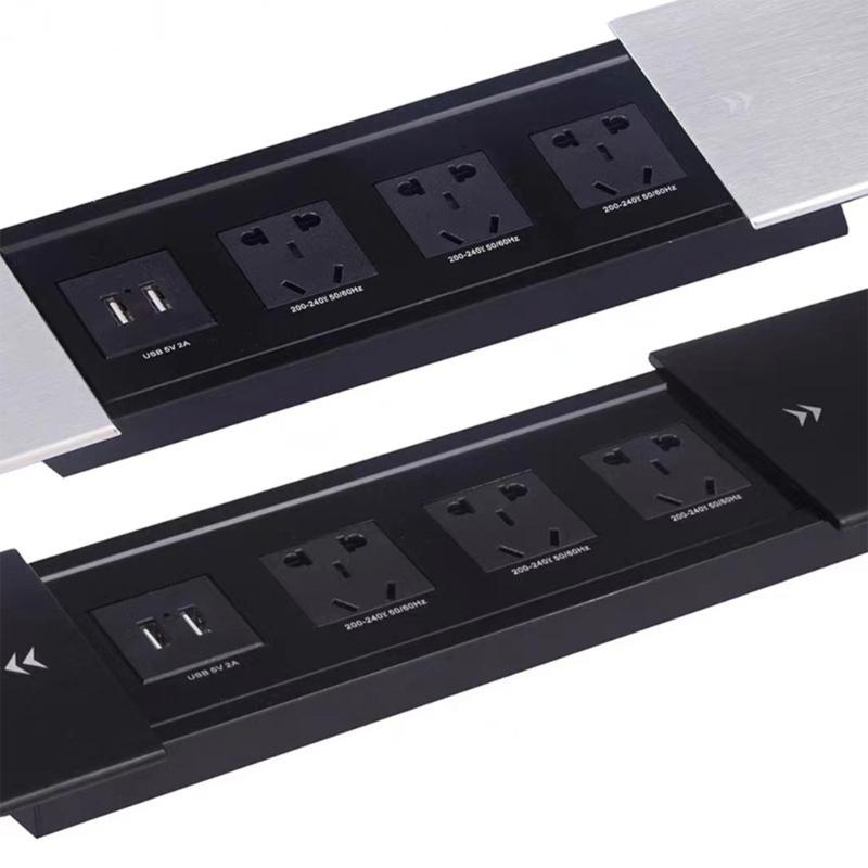 Flushes Mount Electrical Socket Double 110V Receptacles Fast Charging USB Port Aluminum Alloys Construction
