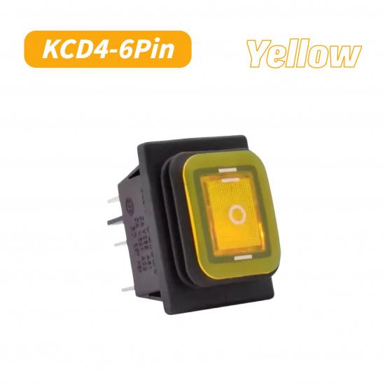 KCD4 Waterproof Sealed Rocker Switch 6Pins Heavy Duty DPDT Momentary 16A 250VAC 12V 220V with Lamp Rocker Switch Power Button