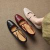 Four seasons wear women's sheepskin single shoes solid color large size women's shoes low top shallow mouth foot cover comfortable beef tendon sole hi