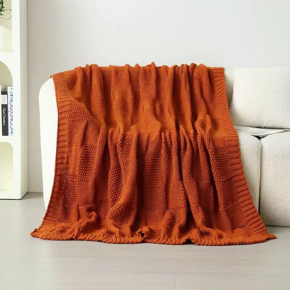 New Knitted Bohemian Sofa Blanket For Air Conditioning Nap Camping Four-Season Universal Soft Warm Blanket High-End Solid Color