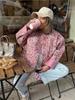 Vintage Gewatteerd Koreaans Jasje met Lange Mouwen Herfst Winter Nieuwe Print Verdikt Opstaande Kraag Katoenen Jas Mode Losse Bloemen Dames Casual Bovenkleding