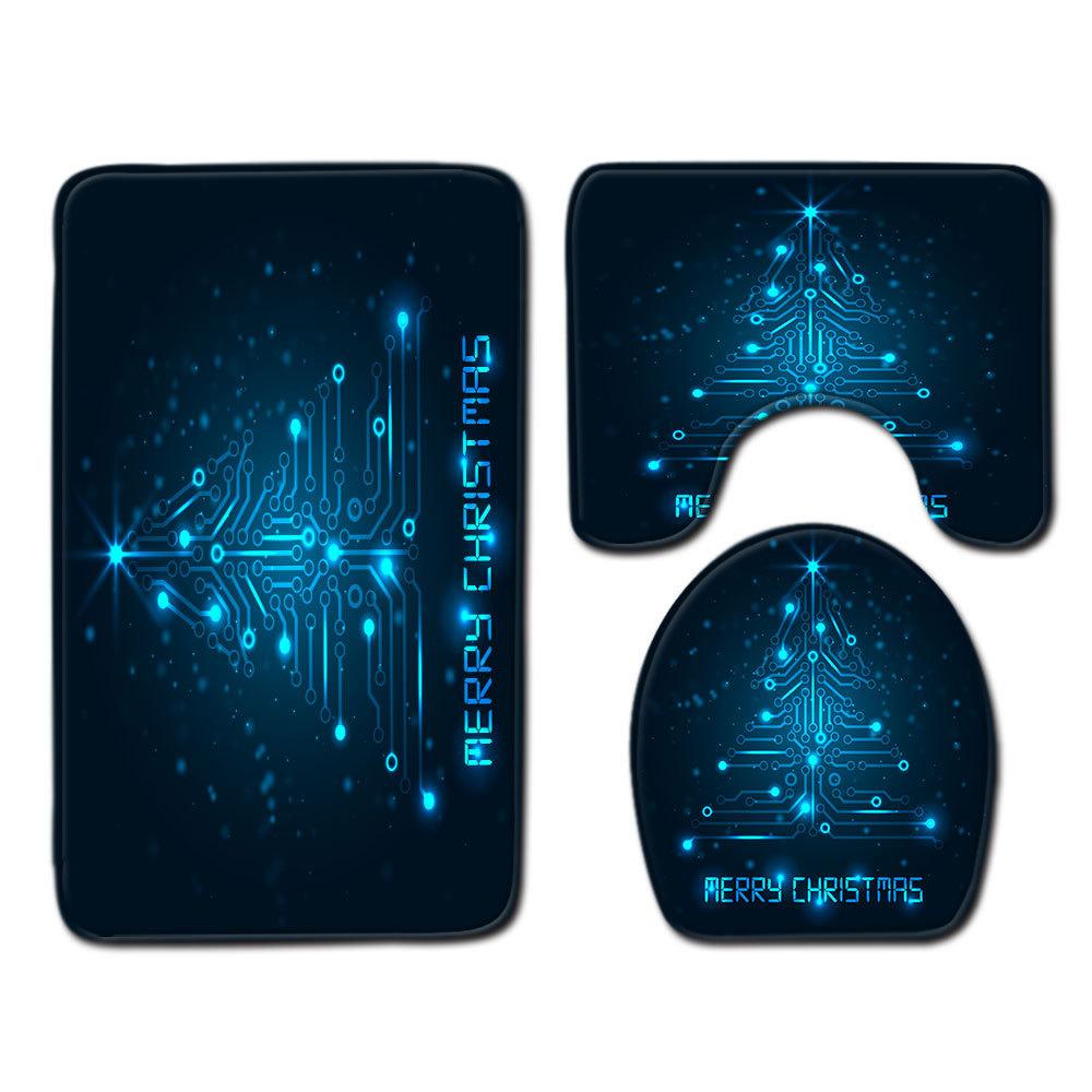 Christmas Bathroom Floor Mat Toilet Three-Piece Set