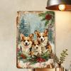 Vintage Christmas Corgi Metal Tin Sign Wall Art 20x30cm Home Gym Cafe Decor
