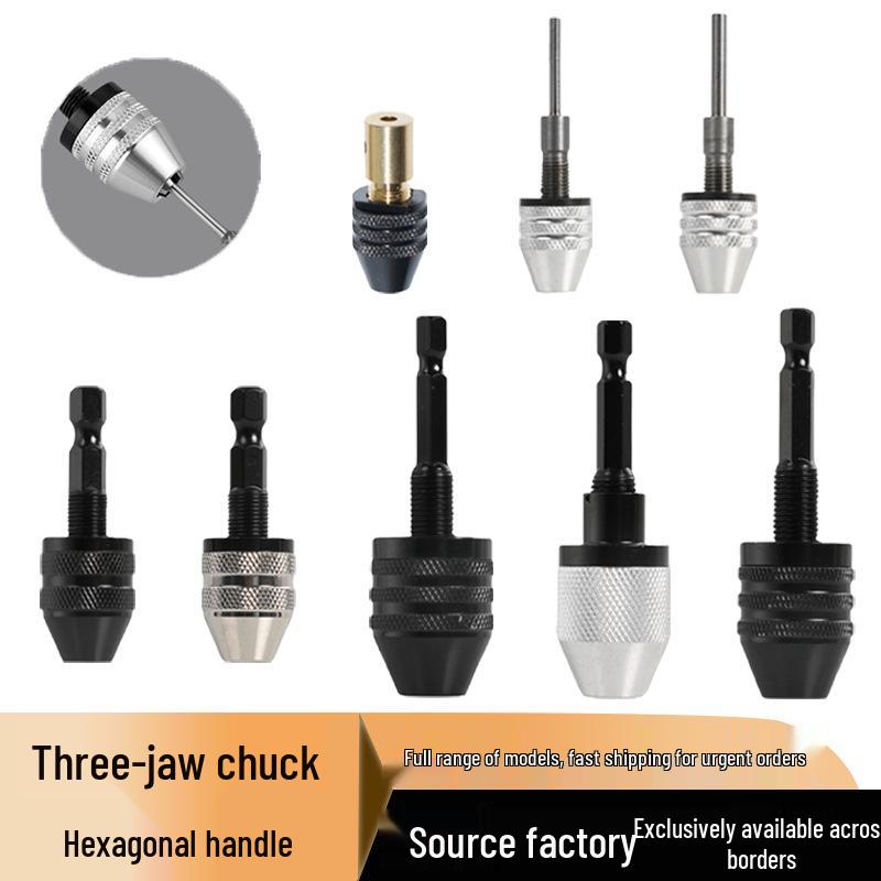 Hex Handle 3-Jaw Mini Chuck 0.3-8.0mm Drill Conversion Tool for Electric Grinder
