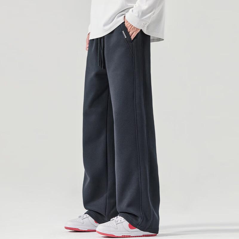 Men's Heavyweight Fleece-Lined Casual Wide-Leg Sweatpants