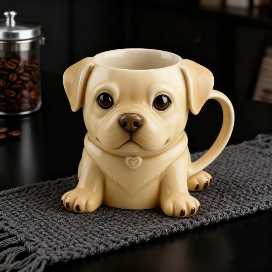 Ceramic Mug Large Capacity French Bulldog Shape Handcrafted Microwave-safe Coffee Cup Reusable Kitchen Essential