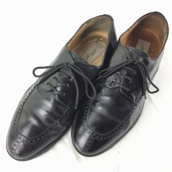 80s-90s Vintage MEZLAN U-Tip Business Shoes Black size 8W 26.0 Men's(USED)