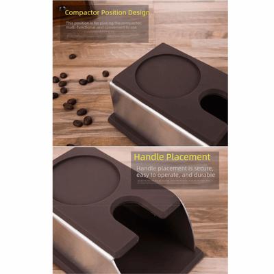 Edelstahl Kaffee-Tamper-Station Rutschfester Silikonboden Kaffee-Tamper-Halter Trapezförmiges Design Platzsparend