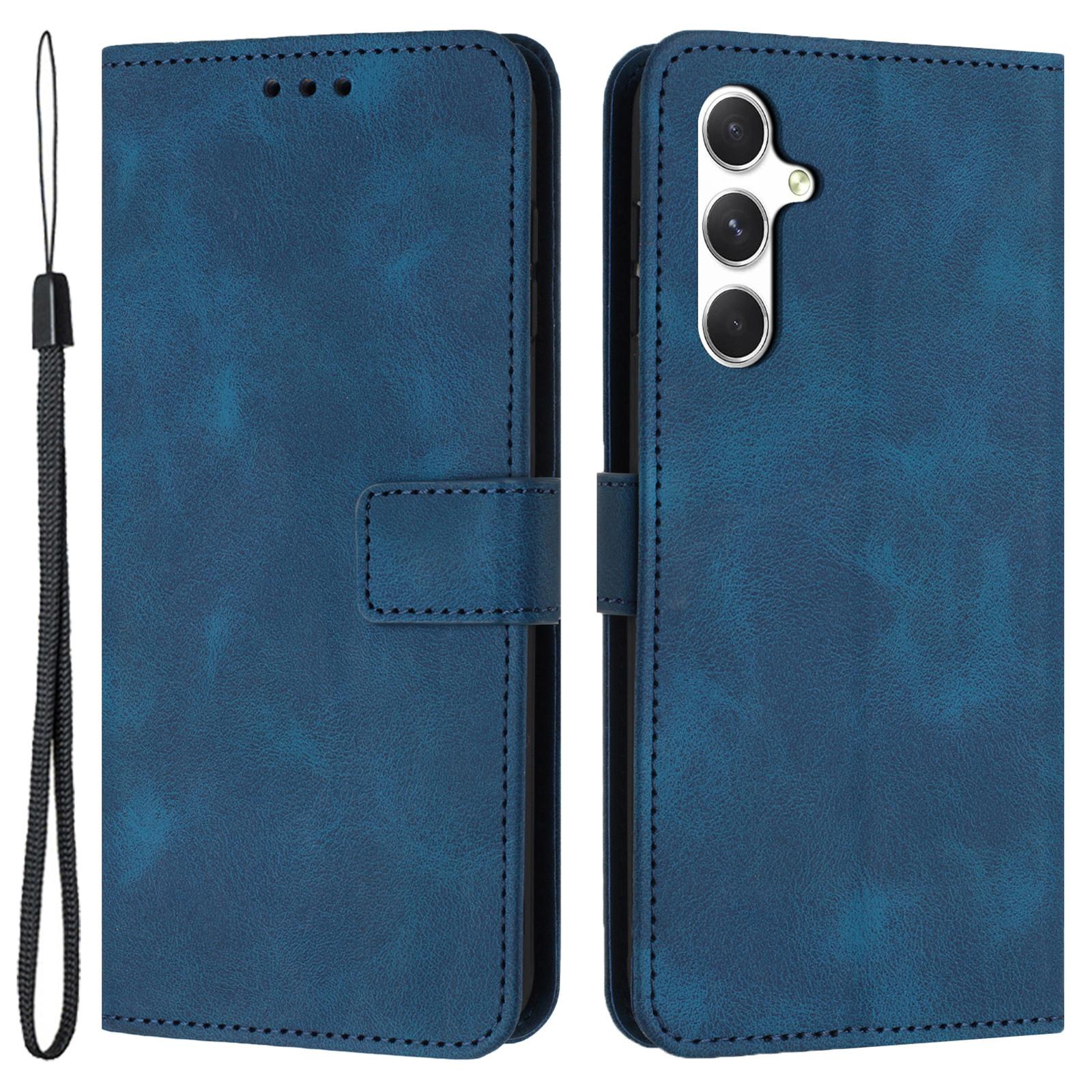 

For Samsung Galaxy A56 5G Case Solid Color Leather Wallet Protective Phone Cover Blue