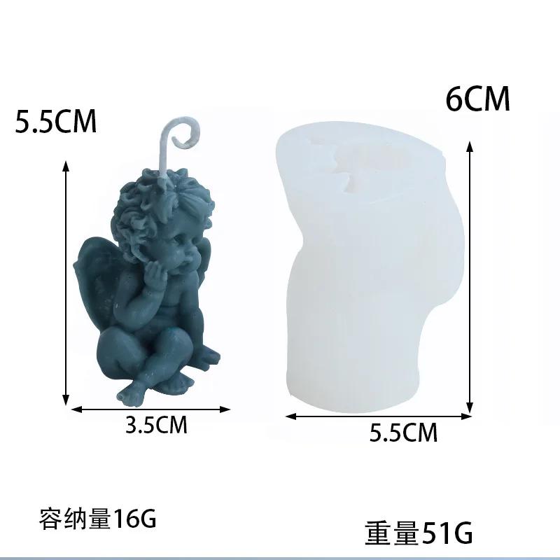 3D Prayer Angel Silicone Candle Mold Cute Sit-down Girl Statue Soapy Plaster Epoxy Making Kit DIY Chocolate Ice Cube Baking Tool