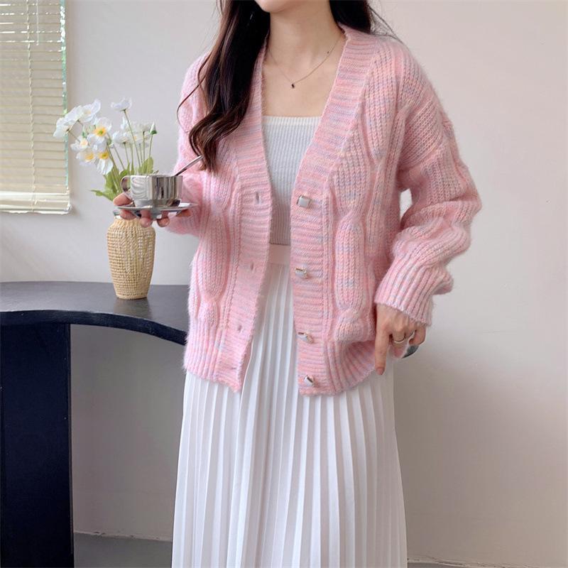 2024 Autumn Women's V-Neck Loose Knit Cardigan