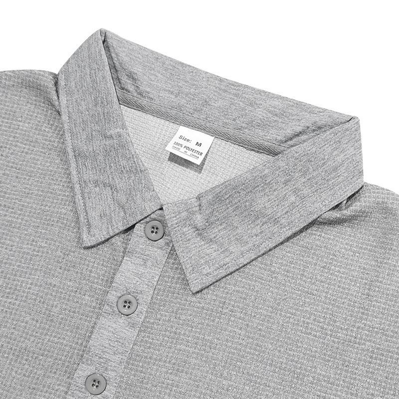 Men S Long Sleeve Waffle Knit Polo Shirt Casual Vacation Style