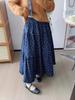 Purple Floral Mori-kei High-Waist A-line Pleated Skirt for Women - Autumn/Winter