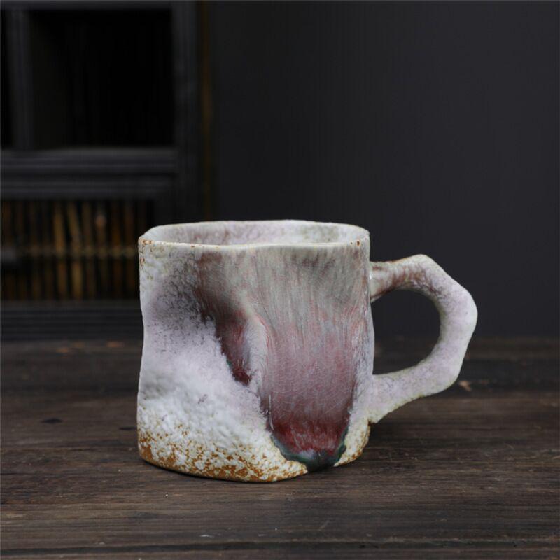 Retro Handmade Kiln-Fired Coarse Pottery Coffee Mug - Odd-Shaped Japanese Ceramic Cup