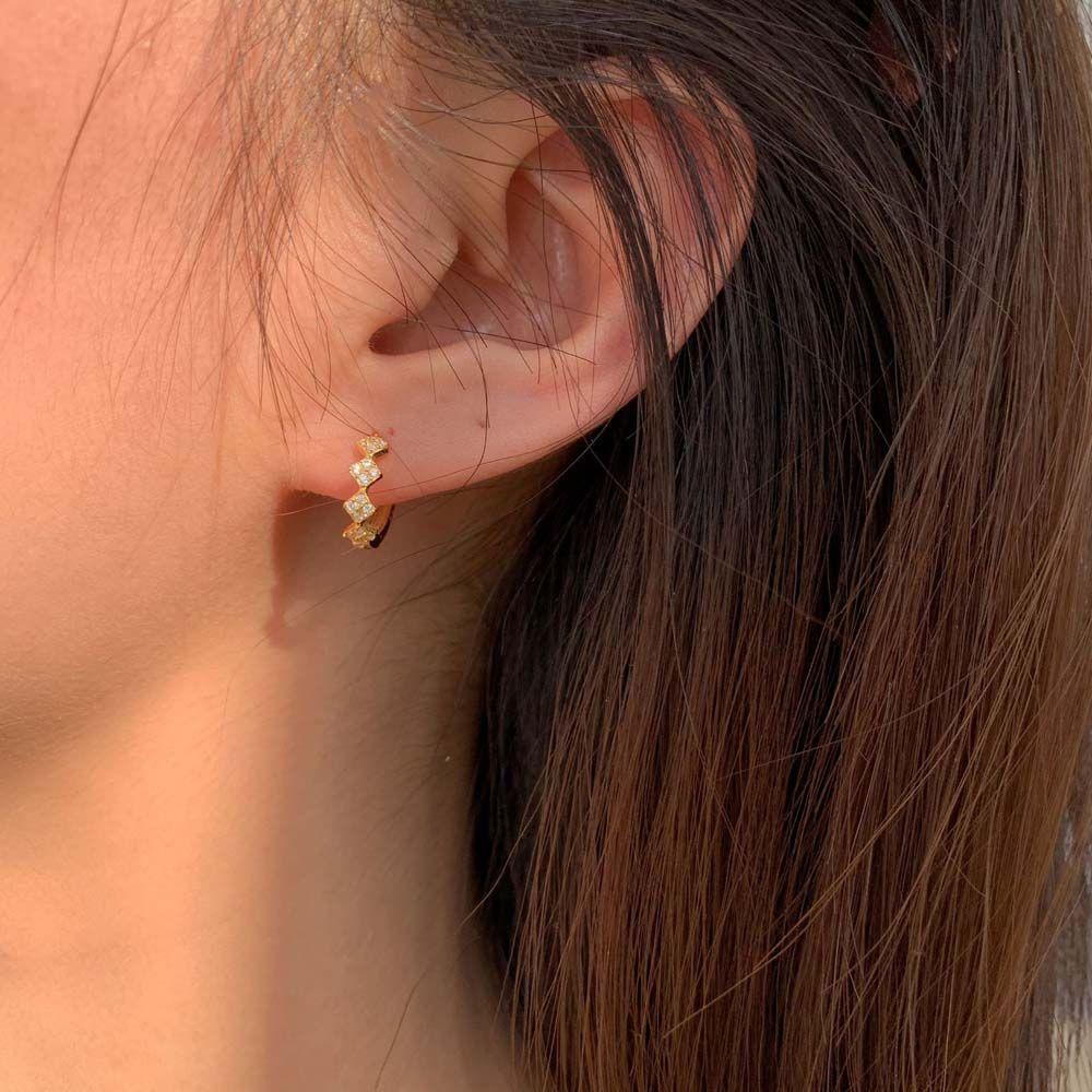

925 Silver Needle Crystal Twist Tie Round Earrings Diamond Hoop Earrings Korean Style Ear Stud