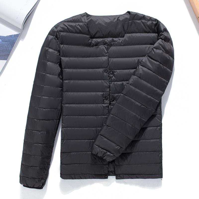 

Men s Winter Lightweight Down Jacket Solid Color Simple Single-Breasted Top Layer XS чорний