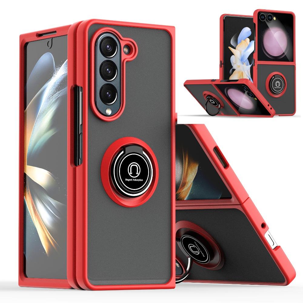 Matte Shockproof Car Ring Holder Phone Case For Samsung Galaxy Z Fold 7 6 5 4 3 Z Flip 7 6 5 4 3 Armor Hard Cover