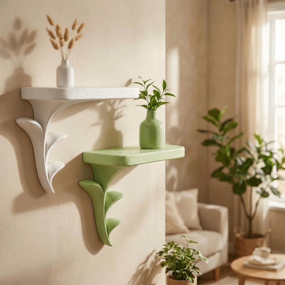 3D Printed Wall-Mounted Storage Rack Plastic Green Plant Display Stand Figurine Display