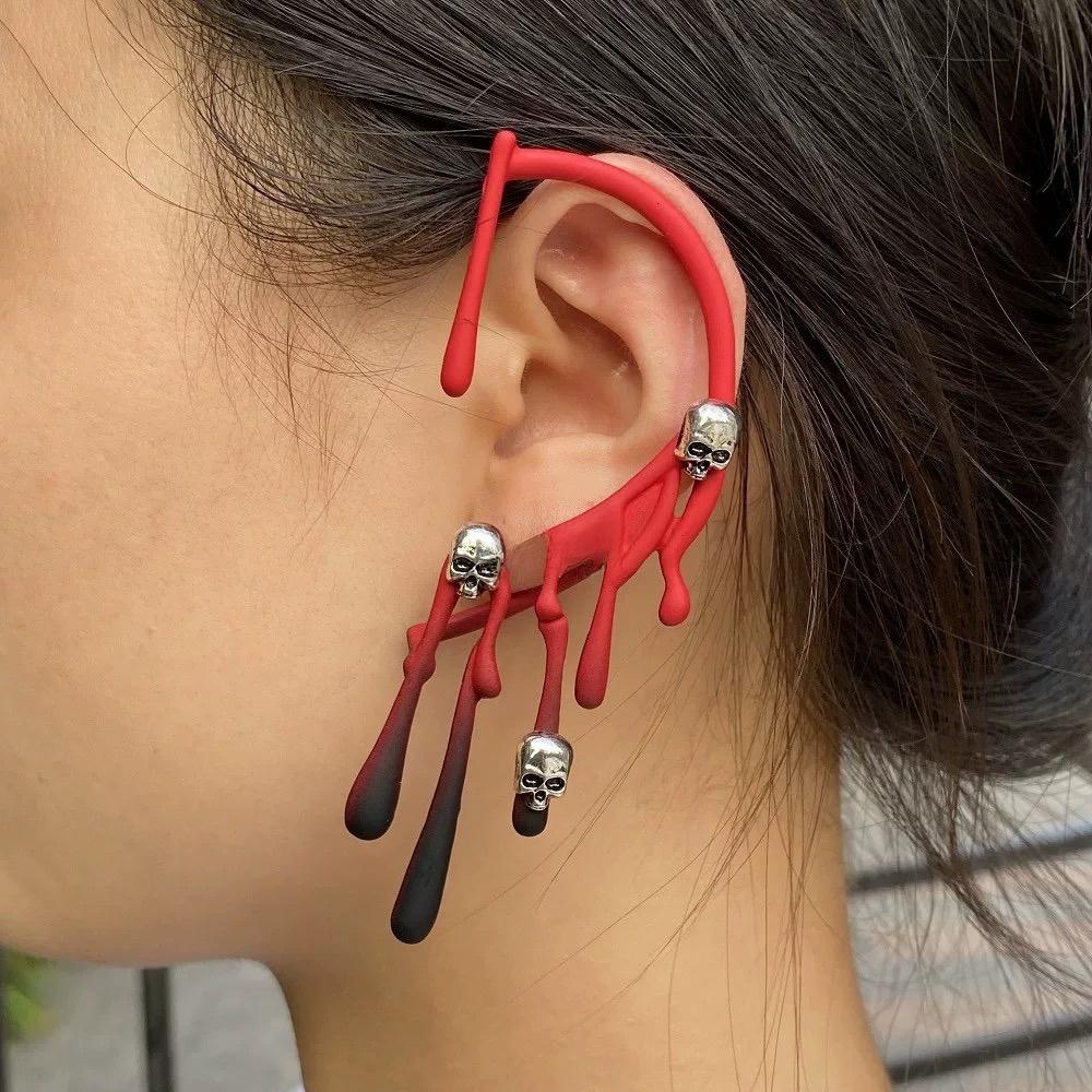 Gothic Exaggeration Lava Earrings Irregular Water Drop Ear Clip Single Ear Cuff Ear Jewelry