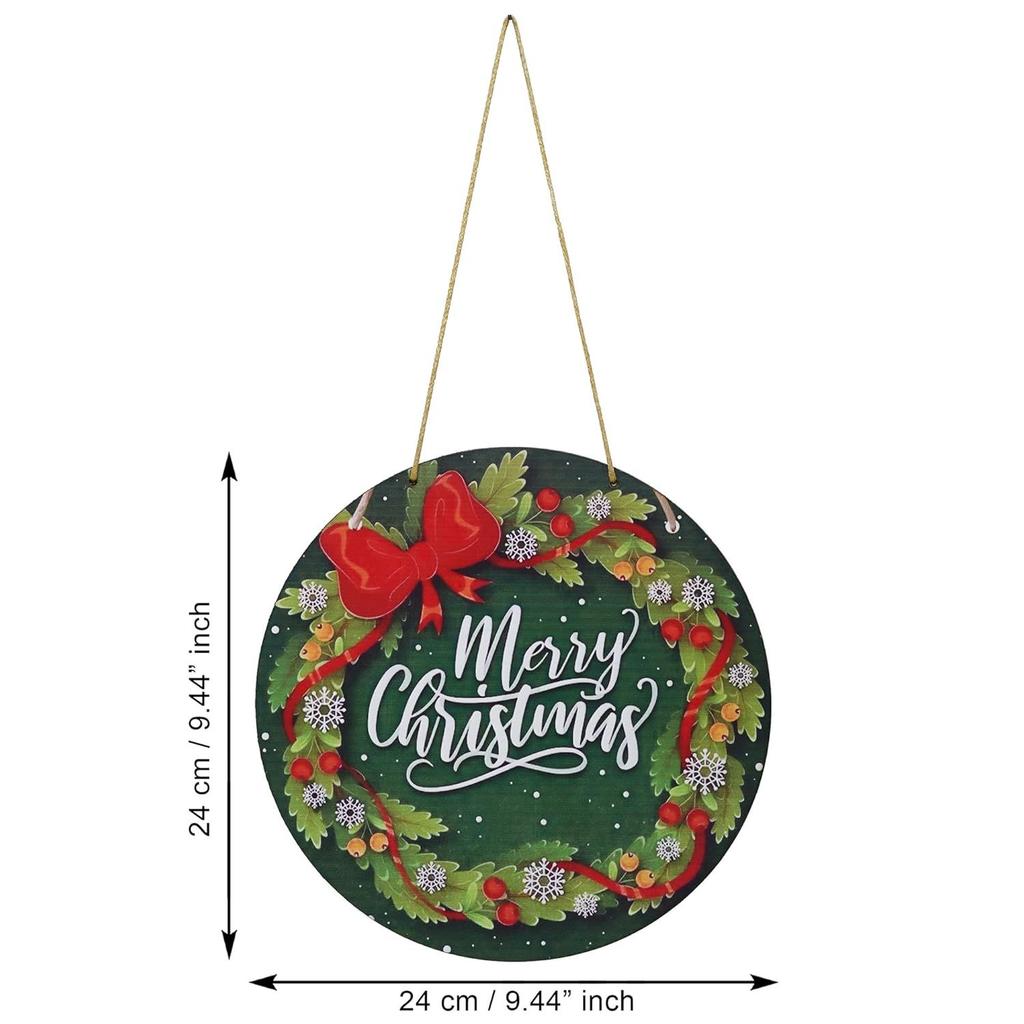 Wooden Merry Christmas Wreath Decorative Banner Door Wall Hanging | Christmas Tree Decoration Items Hanging Ornaments Props