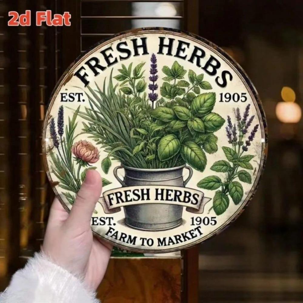 Vintage Metal Tin Sign Herb Garden Kitchen Wall Decor