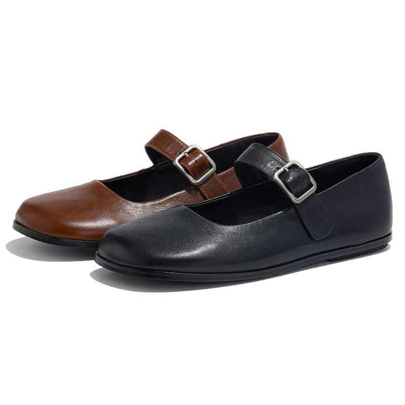 Fashion AIYUQI Mary Jane Female Shoes 2025 New Genuine Leather Shoes Women Non-slip Large Size Square Toe Buckle Ballet Flats Women