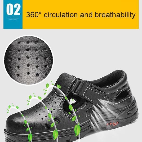 Labor Protection Shoes Men's Summer Steel Wrap Toe Anti-impact Anti-puncture Anti-odor Breathable Sandals Site Work Shoes Wear-resistant Light