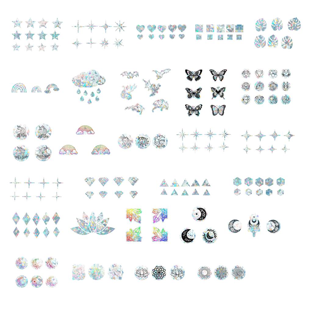 Window Clings Ornaments Set Exquisite Indoor Decorations PVC Glass Sticker Room Adornment Decal Prop Reflective Decals