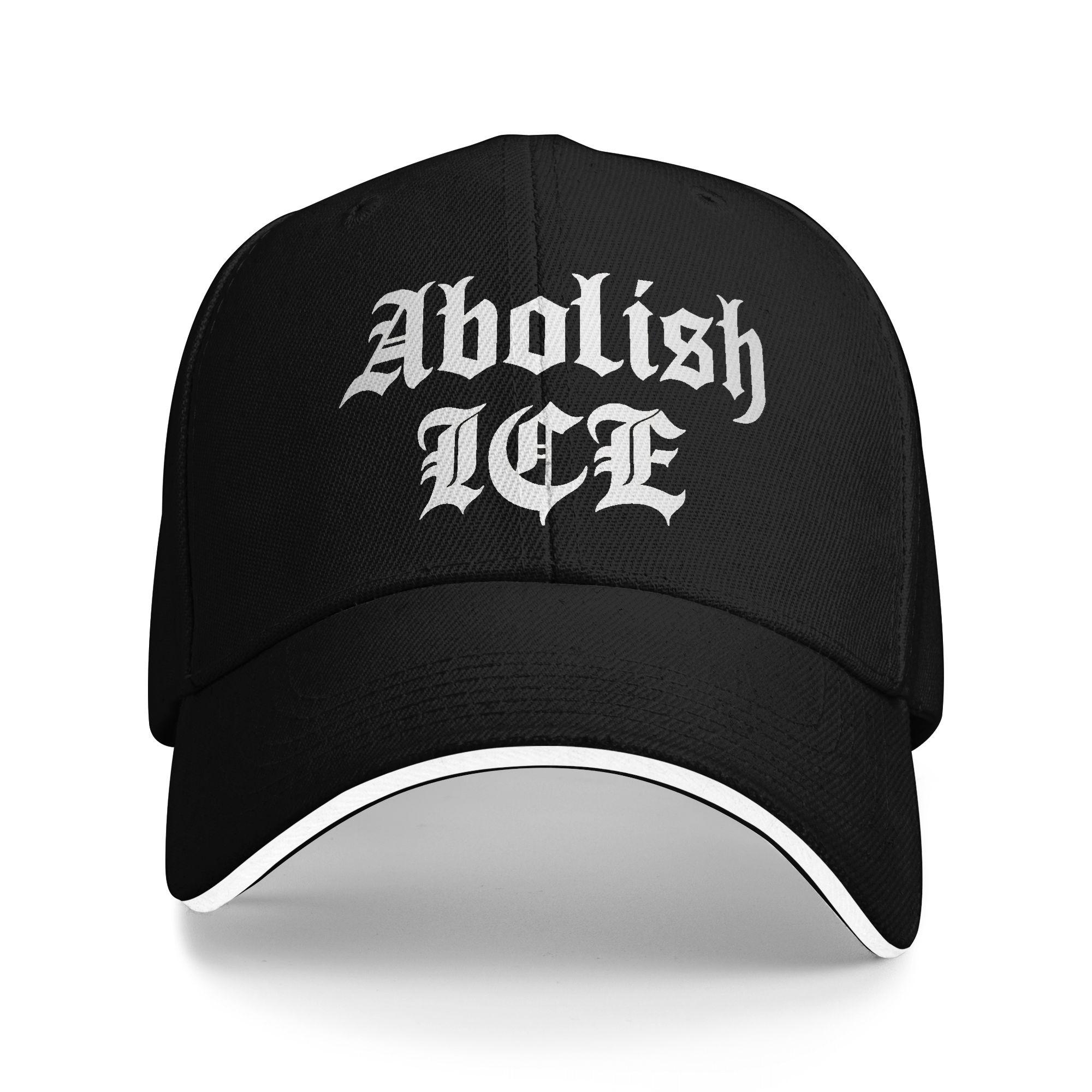 

Abolish Ice White Letter Print Sun Baseball Cap Summer Design Print Trucker Hat For Men Adult Hiking Fishing Baseball Caps As Picture чёрный
