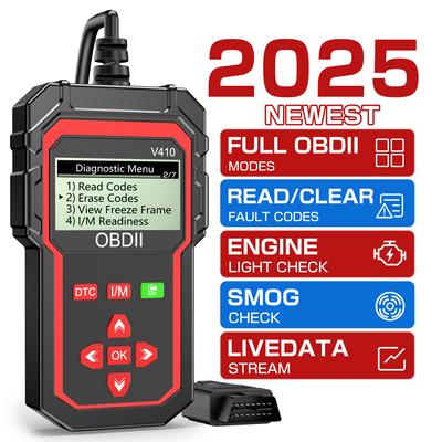 Narzędzia Diagnostyczne Samochodowe Czytnik Kodów OBD2 OBDII EOBD Odczyt/Kasowanie Kodu Błędu V410 ELM 327 Automatyczna Detekcja Systemu Silnika Wyświetlacz Cyfrowy Skaner OBD2