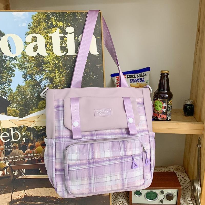 New Large-capacity Make-up Bag Trendy and Fashionable Plaid Junior High School College Student Backpack Two-piece Backpack Fashionable