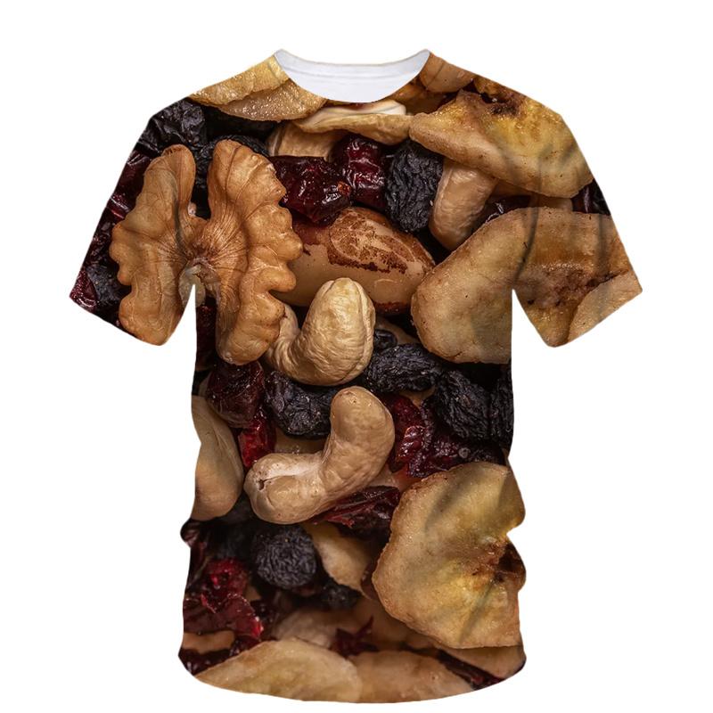 3d Printed Nuts Walnuts T Shirt For Men Summer Personality Food Dried Fruit Pattern