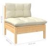 vidaXL 2-Seater Garden Sofa with Cream Cushions Solid Wood Pine