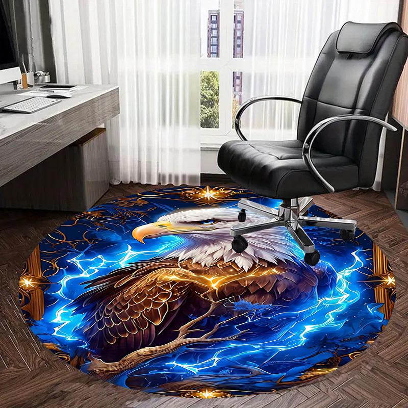 1PC Eagle Non-Slip Floor Round Carpet, Office, Family, Bedroom, Large Area Rug Indoor Rugs, Durable PolyesterH0358