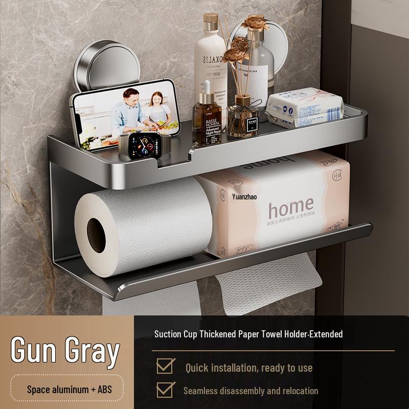 Suction Cup Toilet Paper Holder: No-Punch Wall-Mounted Bathroom Tissue Box