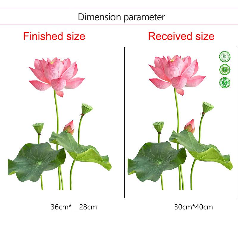 

Waterproof Self-Adhesive Vinyl Sticker Rose Lotus Decal for Bathroom Kitchen Tile Glass Refrigerator Home Decor 30x40cm
